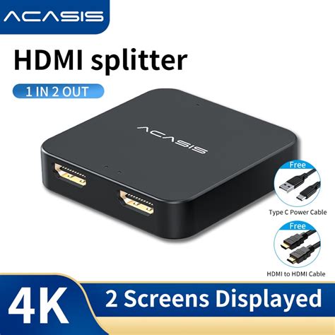 ACASIS HDMI Splitter Full HD 4K 3D 1 in 2 out 1080p Video 1X2 .